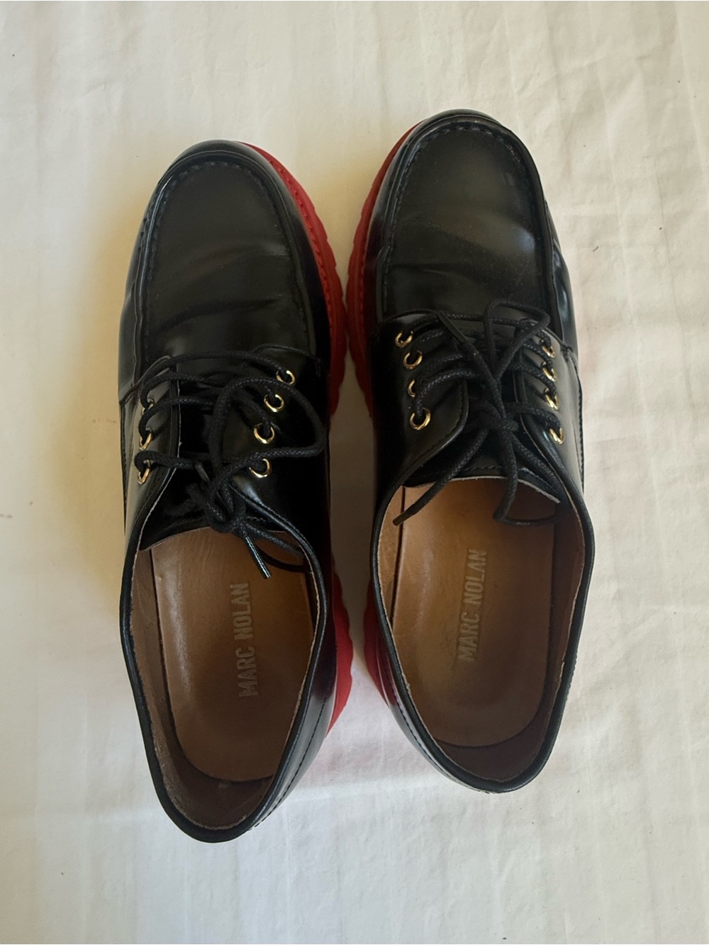 Marc Nolan Luca Black/Red Lug Sole Derby Shoes - Men's Size 7 Streetwear Luxury - Picture 3 of 8